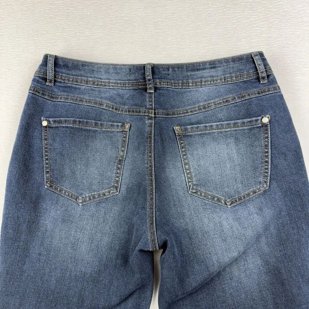 Cato High Rise Jeans Lace up Hem Women's 10 Petite (30x27 Fit) Dark Blue Denim - Picture 11 of 15